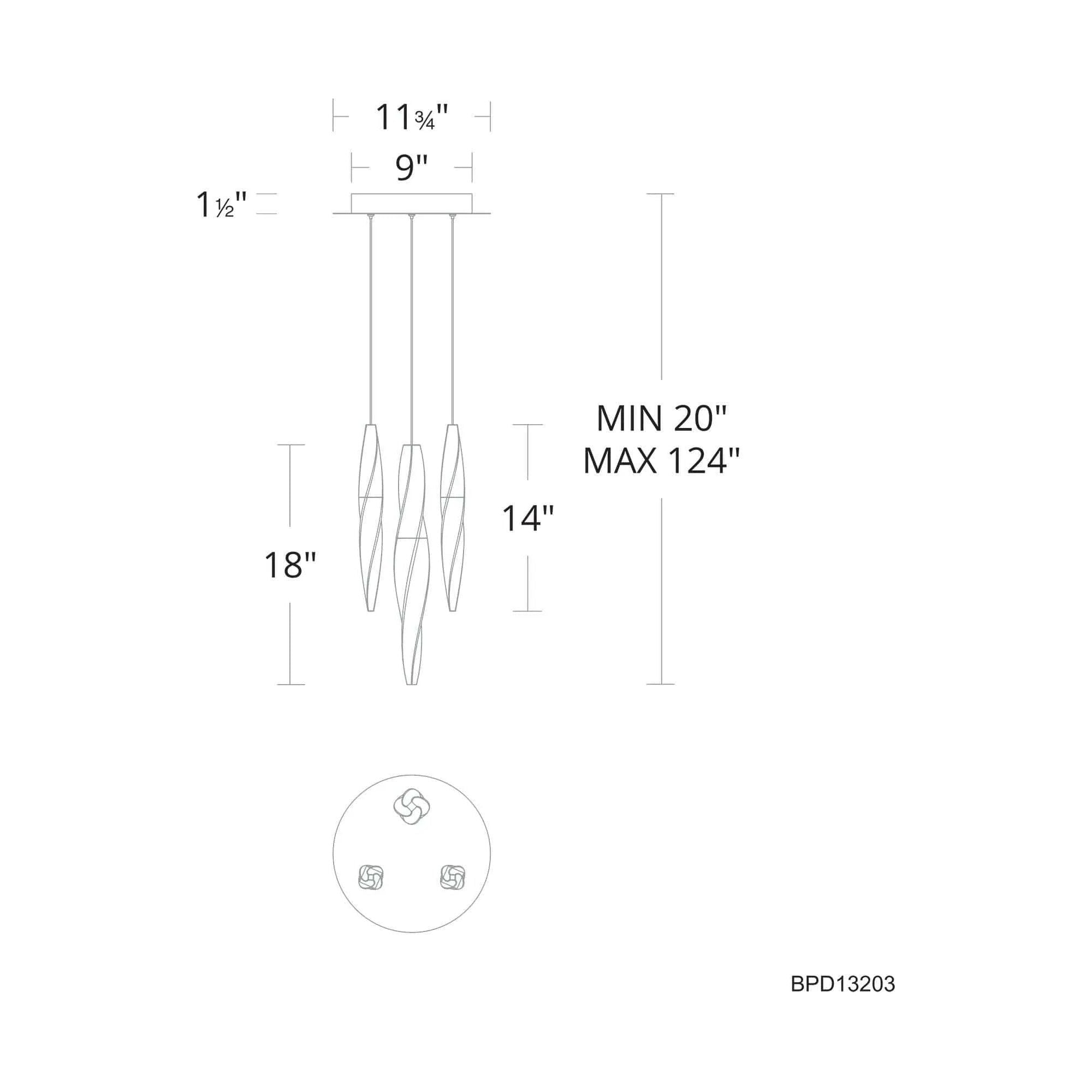 Schonbek Beyond - Kindjal 3 Light LED Multi-Light Pendant - BPD13203-AB | Montreal Lighting & Hardware