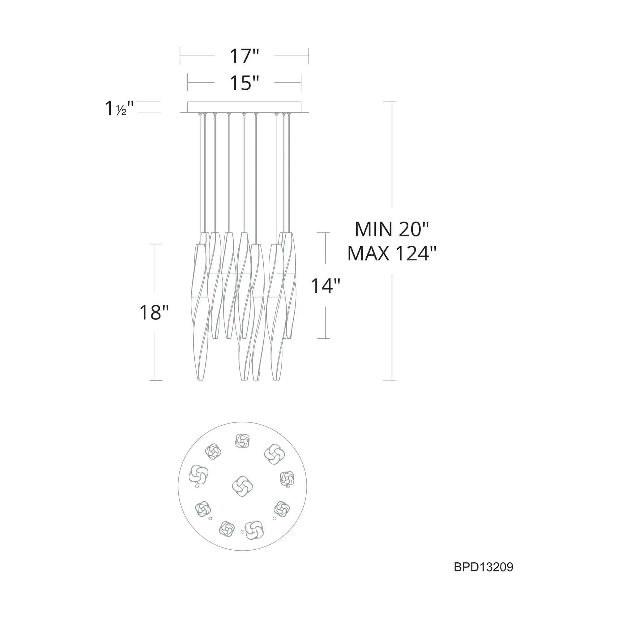 Schonbek Beyond - Kindjal 9 Light LED Multi-Light Pendant - BPD13209-AB | Montreal Lighting & Hardware