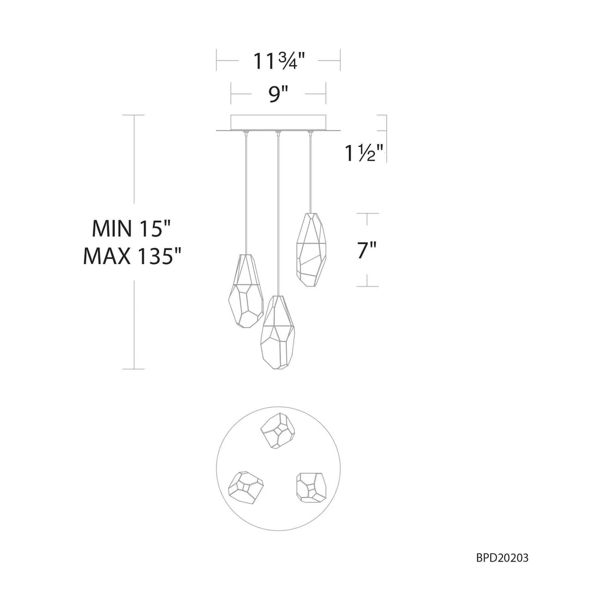 Schonbek Beyond - Martini 3 Light LED Multi-Light Pendant - BPD20203O-AB | Montreal Lighting & Hardware