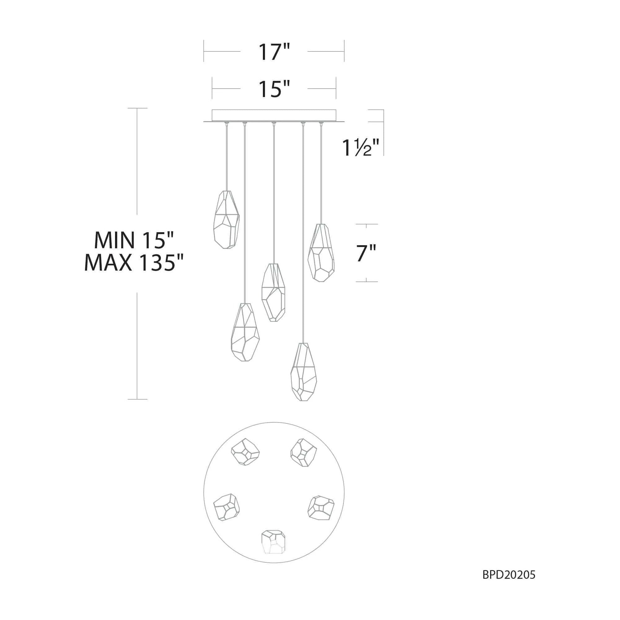 Schonbek Beyond - Martini 5 Light LED Multi-Light Pendant - BPD20205O-AB | Montreal Lighting & Hardware