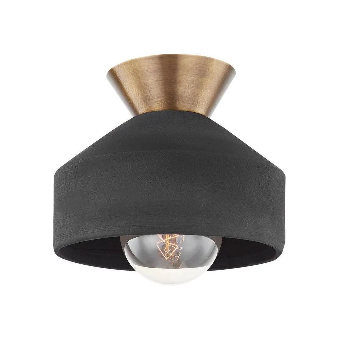 Troy Lighting - Covina Flush Mount - C9811-PBR/CBK | Montreal Lighting & Hardware