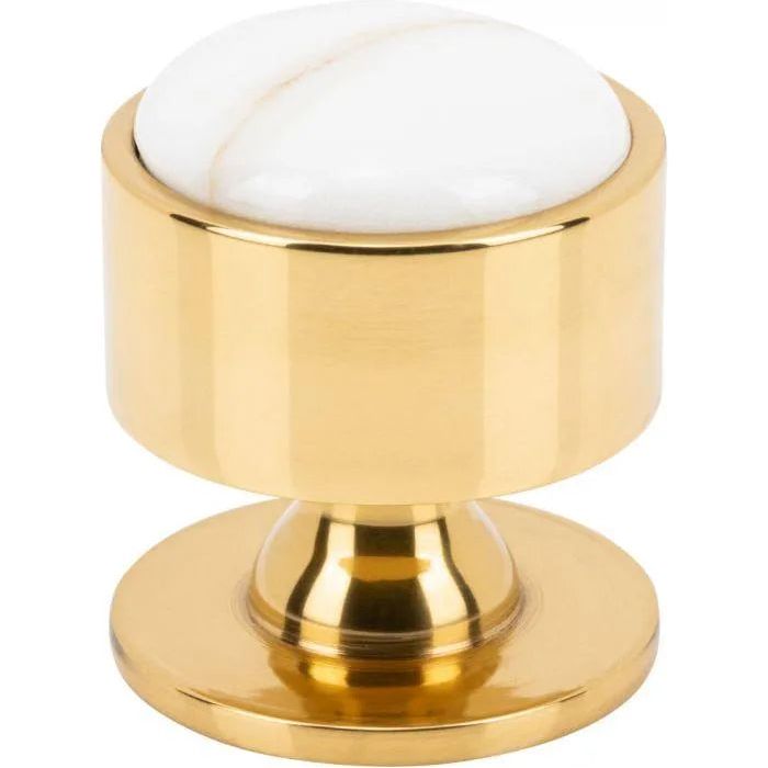 Vesta Fine Hardware - Firesky Calacatta Gold Knob - V7556PB | Montreal Lighting & Hardware